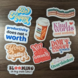 Mental Health Sticker Pack | 10 Uplifting Stickers for Anxiety & Depression | Self Care Stickers