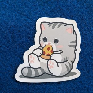 Pizza Cat Sticker, Cute Cat Sticker, Cat Sticker, Funny Sticker, Laptop Sticker, Pizza Sticker, Glossy Sticker