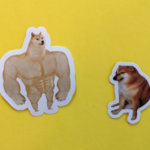 Swole Doge vs Cheems Stickers, Doge Sticker, Cute Sticker, Funny Sticker, Laptop Sticker, Meme Sticker, Glossy Sticker