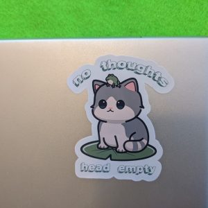 No Thoughts Head Empty | Vinyl sticker | Cat stickers, Funny stickers