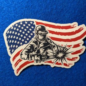 American Flag Welding Sticker, Welding Hood Sticker, Toolbox Sticker, Vinyl Sticker, Gift For Welders