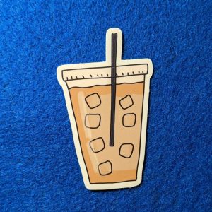 Ice Coffee Sticker | Coffee Lovers | 2.6 x 1.8 Inch | Laptop Sticker | Durable