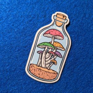 Mushroom sticker, Magic Mushrooms in a bottle, Psychedelic stickers, Fungi Stickers, Laptop Stickers