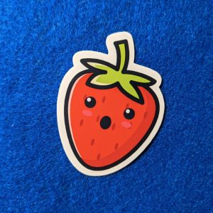 Kawaii Strawberry sticker, Kawaii Stickers, Fruit Stickers, Cute Stickers, Laptop Stickers, Water bottle Stickers