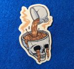 Skull Coffee Sticker, Coffee Stickers, Skull Stickers, Mug Stickers, Vinyl Stickers, Laptop Stickers