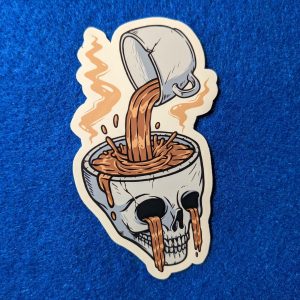 Skull Coffee Sticker, Coffee Stickers, Skull Stickers, Mug Stickers, Vinyl Stickers, Laptop Stickers