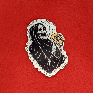 Coffee Sticker, Grim Reapear Coffee Decal for Skateboards, Laptops, Water bottles