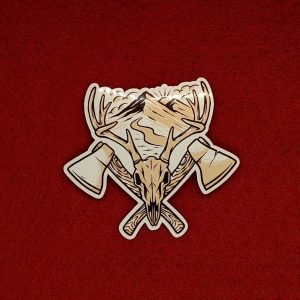 Lumberjack mounted deer skull sticker, Lumberjack stickers, axe stickers, deer head stickers,