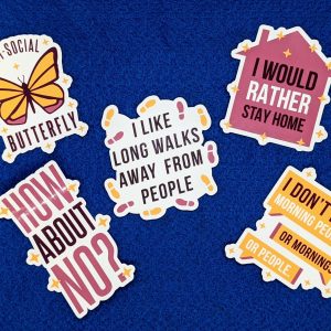 Introvert Sticker Pack |5 Stickers | Anti-Social Stickers, Homebody Stickers, Funny stickers
