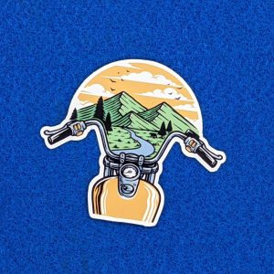 Motorcycle mountains | Vinyl sticker | Motorcycle stickers, Mountain Stickers, Nature stickers