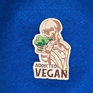 Addicted Vegan Skeleton Eating Broccoli Vinyl Sticker