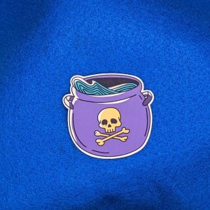 Halloween Style Skull Cauldron Vinyl Sticker for phones, water bottles, laptops