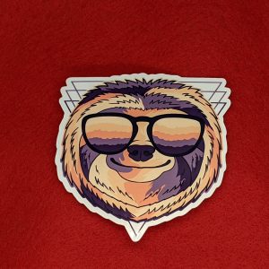 Vibing Sloth Sticker, 80s stickers, Funny Stickers, Cute Stickers, Sloth Lovers, Laptop Stickers