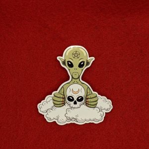 Gothic Alien Sticker, Skateboard Sticker, UFO Sticker, Laptop Sticker, Waterbottle sticker