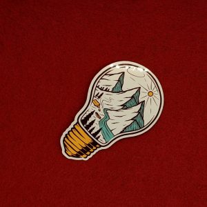 Mountain Landscape Lightbulb Sticker | Vinyl | Nature stickers, Mountain stickers, Camping stickers