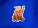 Cute Waving Grizzly Bear Sticker, Cute Sticker, Animal Stickers, Nature Stickers