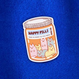 Happy Pills Sticker | Bottle of Cats | Cat Sticker, Anti Depressant Sticker, Mental Health Stickers