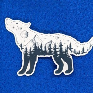 Embrace the Wild: Majestic Wolf Sticker | nature lover, wildlife art, outdoor scene