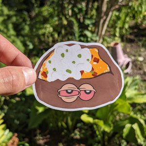 Baked potato sticker, weed vinyl sticker, laptop stickers, car stickers, phone stickers