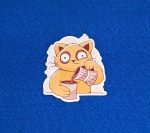 Twitchy cat pouring coffee sticker, cat sticker, coffee sticker, funny sticker