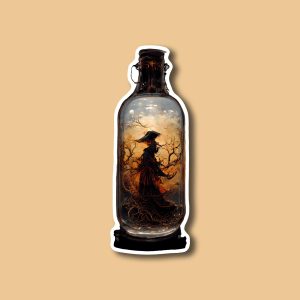 Witch in a bottle sticker | Witch Stickers, Halloween Stickers, Aesthetic Stickers