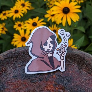 Grim Reaper Smoking Sticker | Grim Reaper Stickers, Halloween Stickers, Laptop Stickers