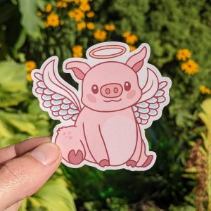 Cute Angel Pig Sticker | Vinyl | Animal stickers, Angel stickers, Laptops, Cars, Phones