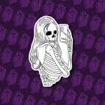 Skeleton Girl Selfy Sticker | Skeleton Sticker, Goth Sticker, Macabre Sticker, Skull Sticker