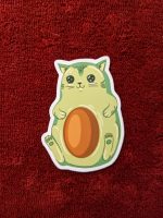 Cute Avocado Cat Sticker, Cute Cat Sticker, Cat Sticker, Avocado Sticker, Laptop Sticker
