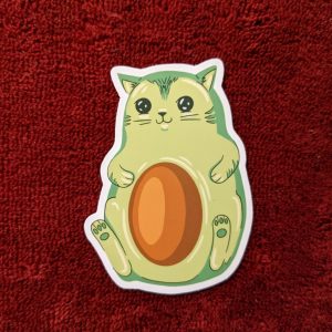 Cute Avocado Cat Sticker, Cute Cat Sticker, Cat Sticker, Avocado Sticker, Laptop Sticker