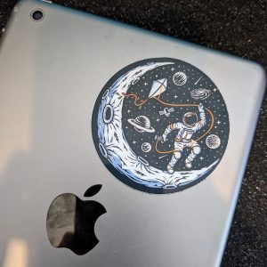 Astronaut Flying a Kite on the moon | Vinyl sticker | Astronaut sticker, Laptop sticker, Space sticker