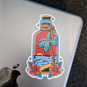 Bottled Beach sticker | Vinyl Sticker | Traditional tattoo sticker, Floral sticker, Laptop sticker, Cool sticker