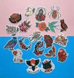 Tattoo Flash Sticker Pack | 20 Tattoo Stickers | Traditional Style, Sticker Bundle, Cool Stickers, Laptop Stickers