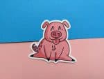 Pink Pig Cartoon Sticker - Cute Pig Sticker - Perfect for Crafts, Water Bottle, Laptop, and Phone!