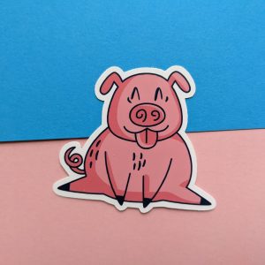 Pink Pig Cartoon Sticker - Cute Pig Sticker - Perfect for Crafts, Water Bottle, Laptop, and Phone!