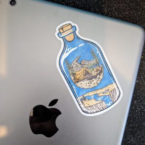 Camping on the moon in a bottle | Camping Sticker, Nature Sticker, Moon Sticker, Laptop Sticker