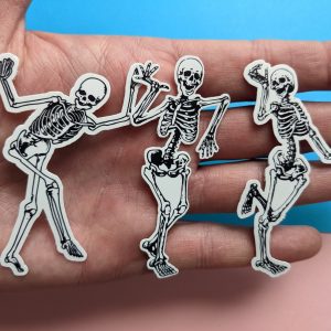 3 Skeleton dancing stickers - Skeleton Sticker - Dance Macabre sticker - Skull drawing - Laptop sticker