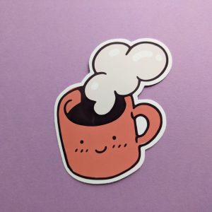 Kawaii Morning Coffee Sticker | Vinyl Sticker | Coffee Lovers, Cute Sticker, Kawaii Sticker
