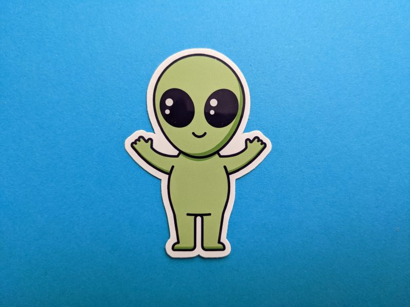 Cute Alien Sticker | Vinyl Sticker | Laptop Sticker, Skateboard Sticker, Cute Sticker