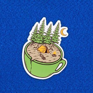 Camping Coffee Sticker | Vinyl Sticker | Camping Sticker, Nature Sticker, Laptop Sticker, Cool Sticker