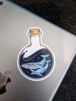 Whales in a bottle sticker, Whale Sticker, Whales, Vinyl Sticker, Laptop Sticker
