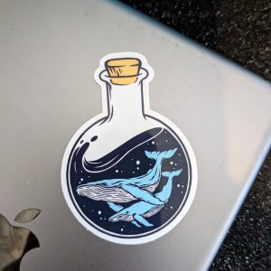 Whales in a bottle sticker, Whale Sticker, Whales, Vinyl Sticker, Laptop Sticker