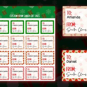 Personalized Custom Gift Tag Stickers From Santa | Christmas Gift Labels