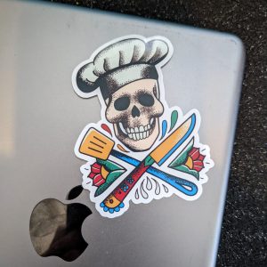 Skull Chef Sticker | Tattoo Sticker |  Skull Sticker, Laptop Sticker, Cool Sticker