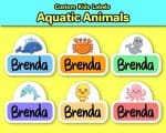 Cute Custom Daycare Labels | 12 Dishwasher Safe Labels | Aquatic Animal School Supply Labels
