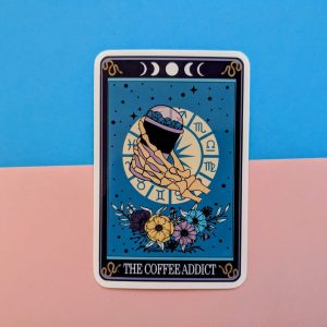 Tarot Card Sticker - The Coffee Addict: Perfect Gift for Tarot enthusiasts and Coffee Addicts