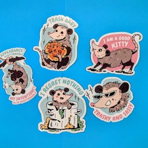 Possum Sticker Pack - 5 Cute Stickers - Funny Stickers - Animal Stickers
