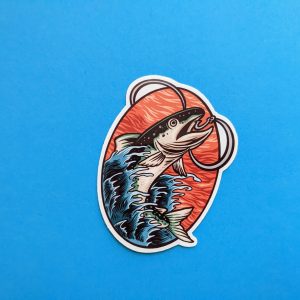 Salmon Fishing Sticker, Cool Stickers, Laptop Stickers, Salmon Sticker