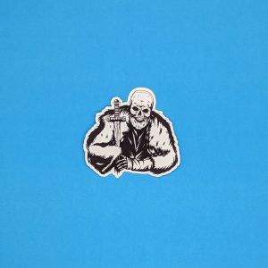 Battle-Ready: Skull Warrior with Sword Sticker - Skull Sticker, Gothic sticker, Medieval theme