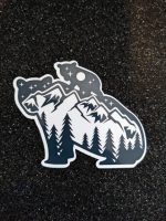 Mama Bear With Cub Nature Sticker, Animal Stickers, Camping Stickers, Northern Sky